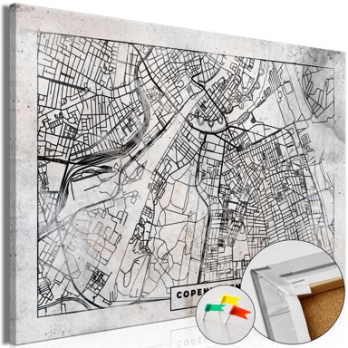 Slika na plutenoj podlozi Copenhagen Plan [Cork Map] 60x40